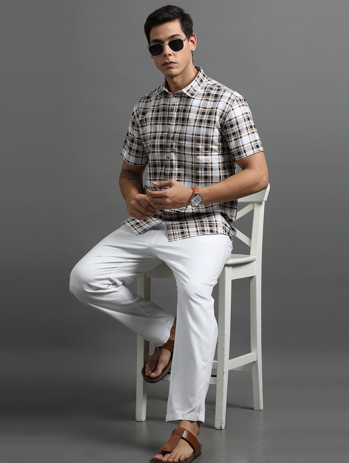 men checkered cotton casual shirt - 21305495 - Standard Image - 2