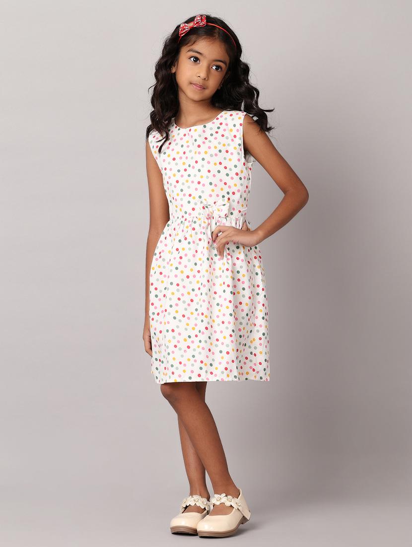 hirlswhite polka dot round neck frock - 21305569 - Standard Image - 2