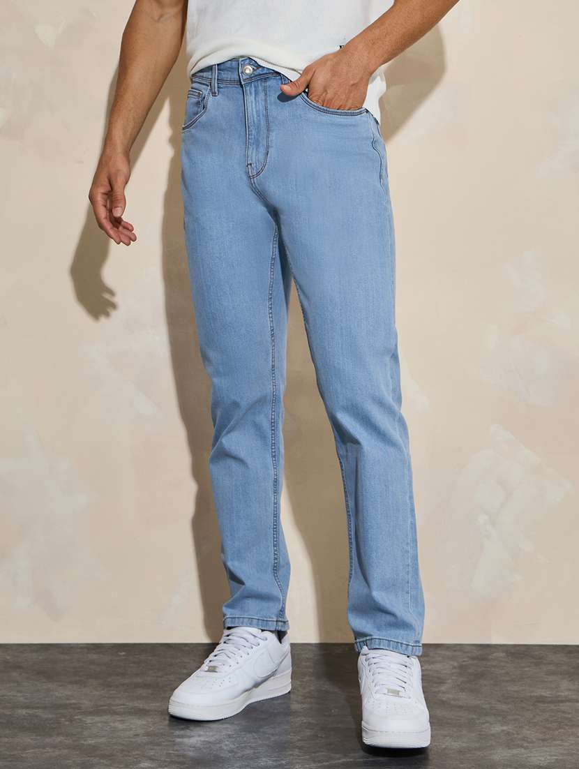 men light blue plain denim jean