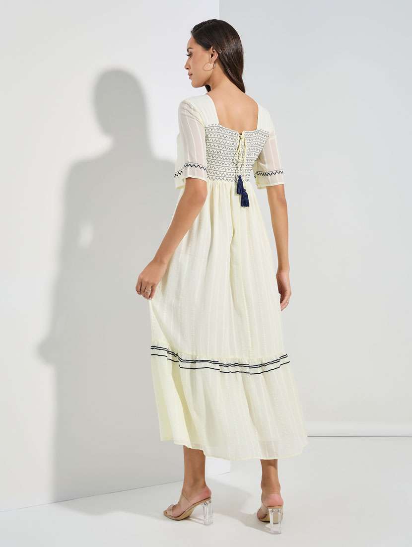 women embroidered short sleeve tiered maxi dress - 21307632 -  Standard Image - 2