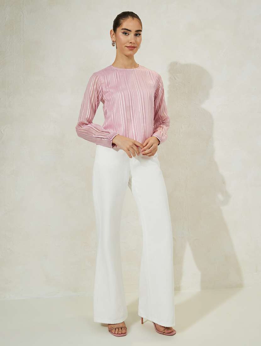 women self designed long sleeves straight top - 21307650 -  Standard Image - 2