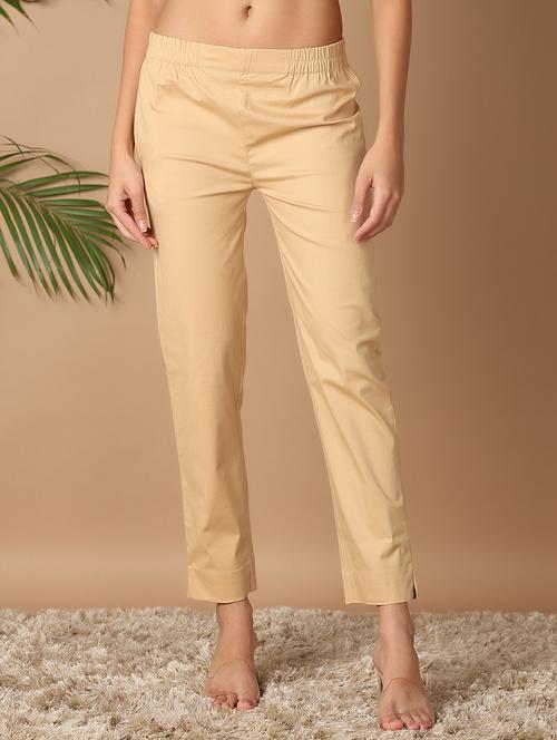 women beige cotton tailored pants  - 21307674 -  Standard Image - 0