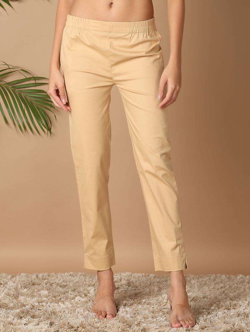 women beige cotton tailored pants  - 21307674 -  Zoom Image - 0