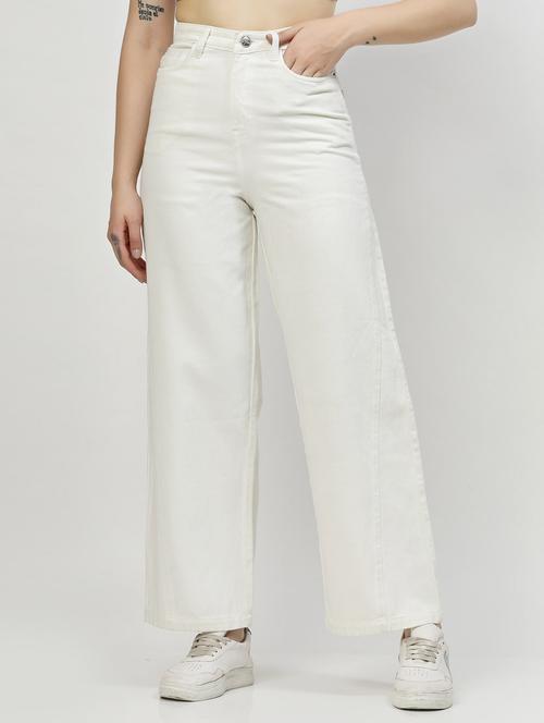 women solid high rise wide leg jean - 21307988 -  Standard Image - 0