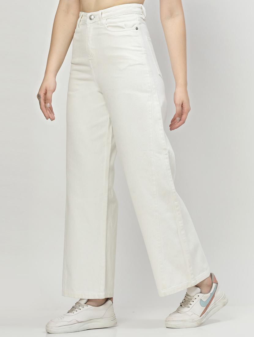 women solid high rise wide leg jean - 21307988 - Standard Image - 2