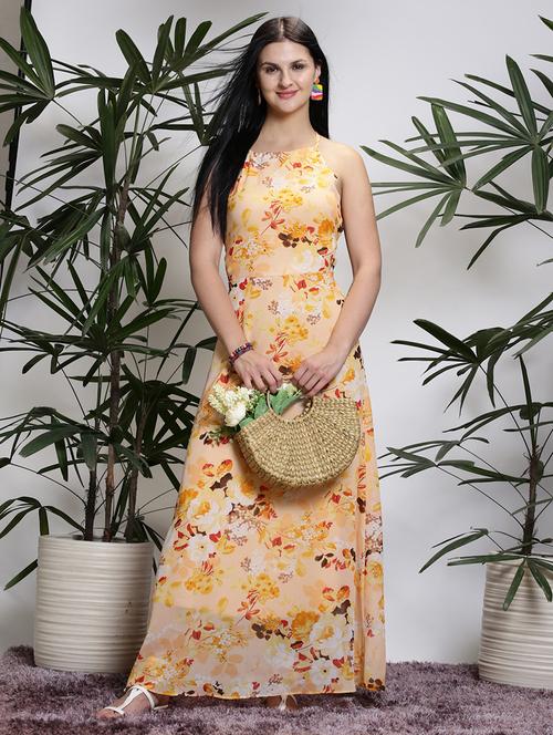 women yellow polyester a-line dress - 21308000 -  Standard Image - 0