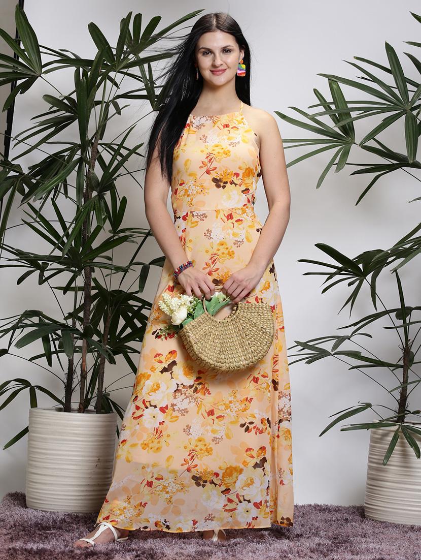 women yellow polyester a-line dress - 21308000 -  Zoom Image - 0