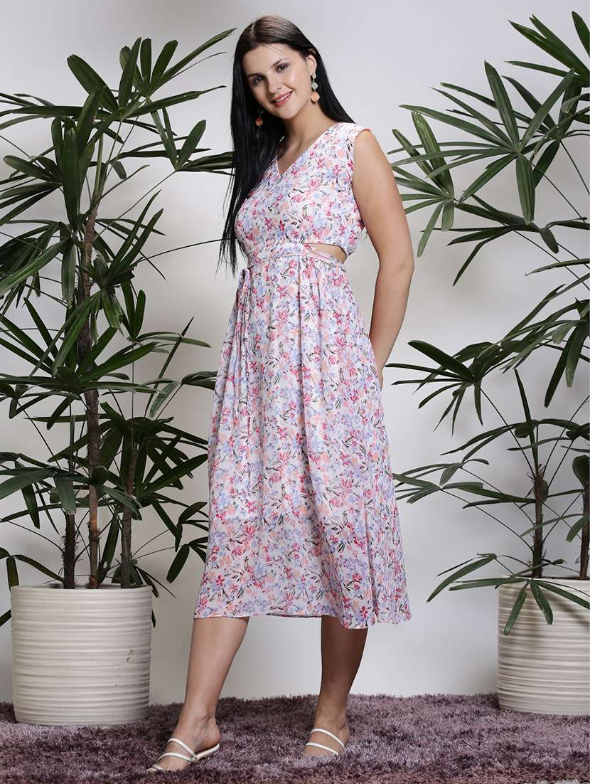 women white polyester fit & flare dress - 21308001 -  Standard Image - 2