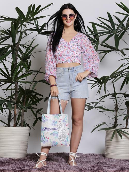 women white polyester wrap top - 21308018 - Standard Image - 0