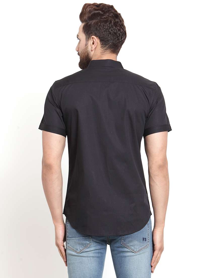 black cotton casual shirt - 21308094 - Standard Image - 2