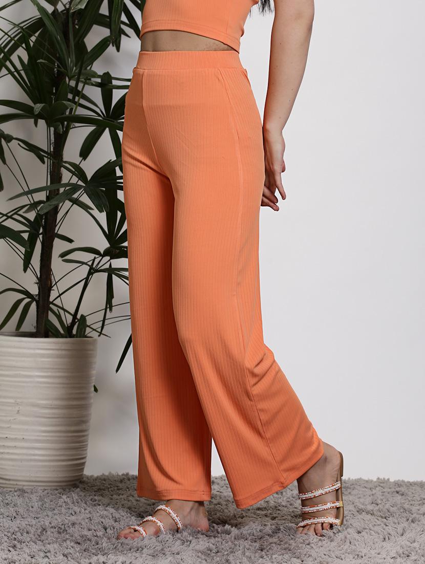 women orange polyester palazzo - 21308112 - Standard Image - 2