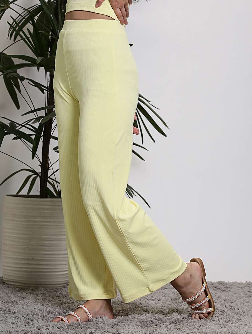 women yellow polyester palazzo - 21308115 -  Standard Image - 2