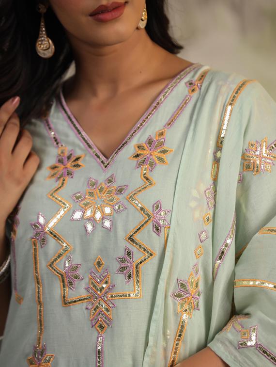 women neo mint kurta sharara set with dupatta - 21308164 - Standard Image - 2