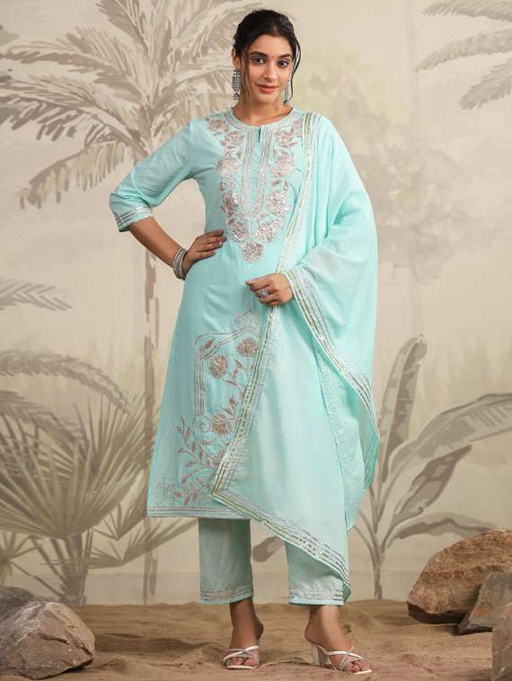women kurta pant set with dupatta