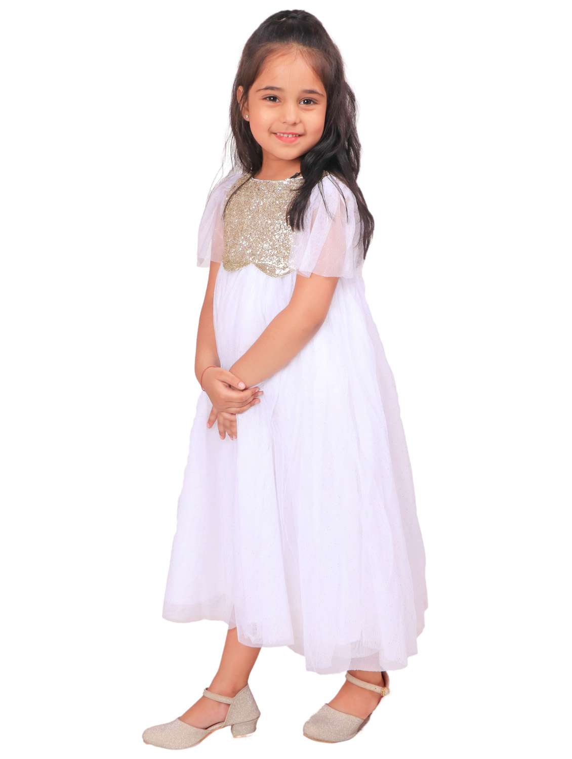 white polyester frock - 21308257 - Standard Image - 2