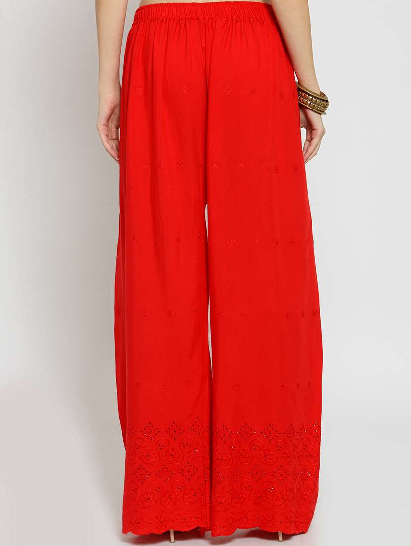 women red rayon palazzo - 21308261 -  Standard Image - 2