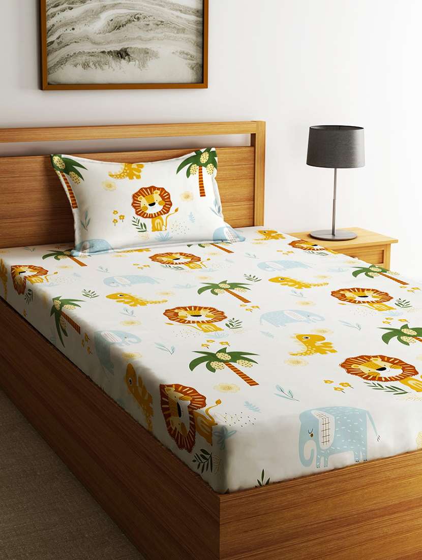 home sizzler 144tc kid's lion's haven single bedsheet with 1 pillow cover