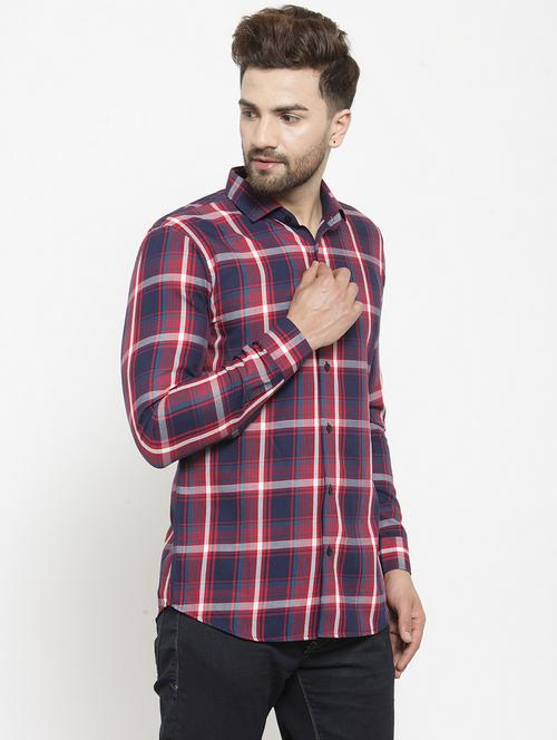 men long sleeved checkered casual shirt - 21308285 - Standard Image - 0