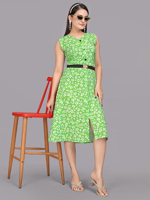 women green rayon a-line dress - 21308367 -  Standard Image - 0
