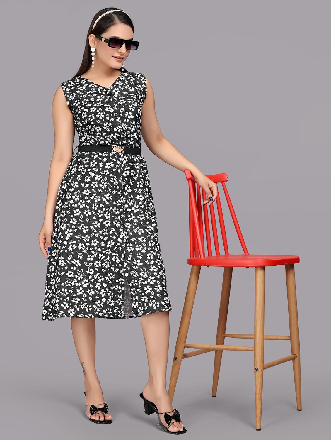 women black rayon a-line dress - 21308369 - Zoom Image - 0