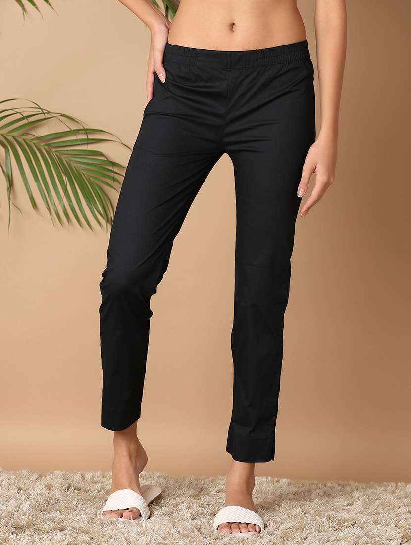 women black cotton tailored pants 