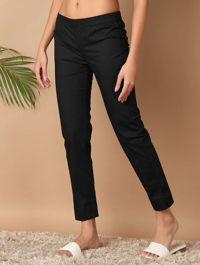 women black cotton tailored pants  - 21308421 -  Standard Image - 2