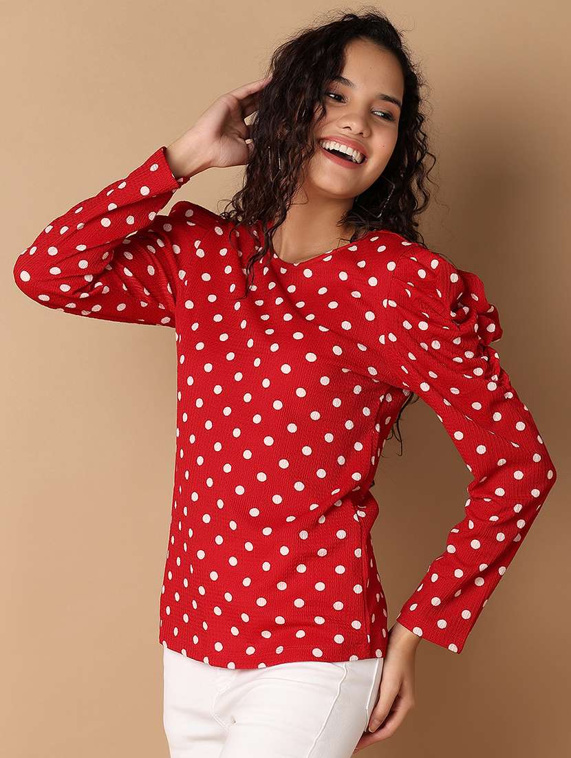 women red cotton regular top - 21308446 - Standard Image - 2