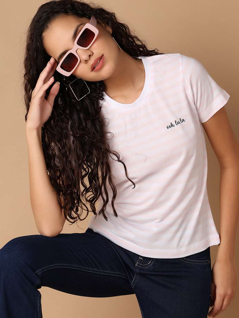women round neck stripes regular t-shirt - 21308498 -  Standard Image - 2