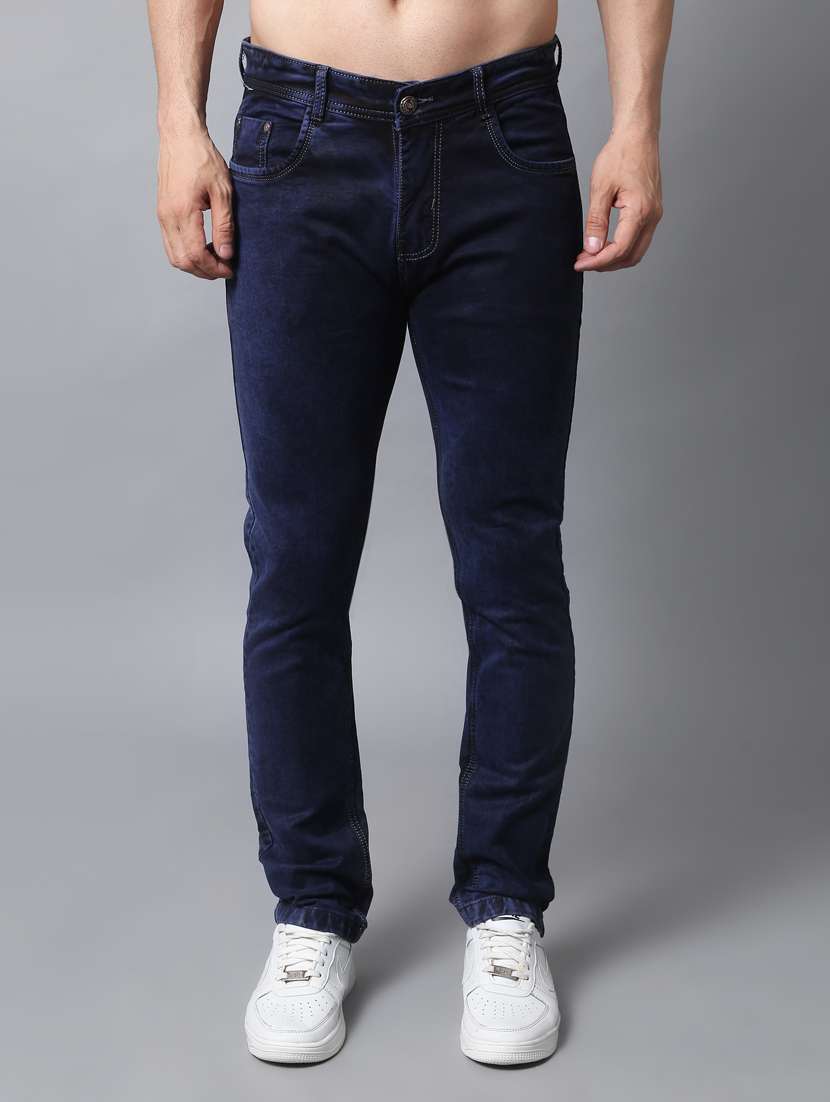 men mid rise plain jeans