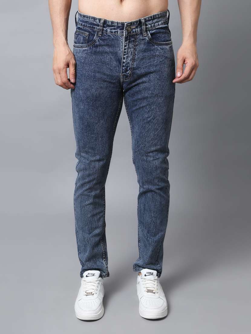 men mid rise plain jeans