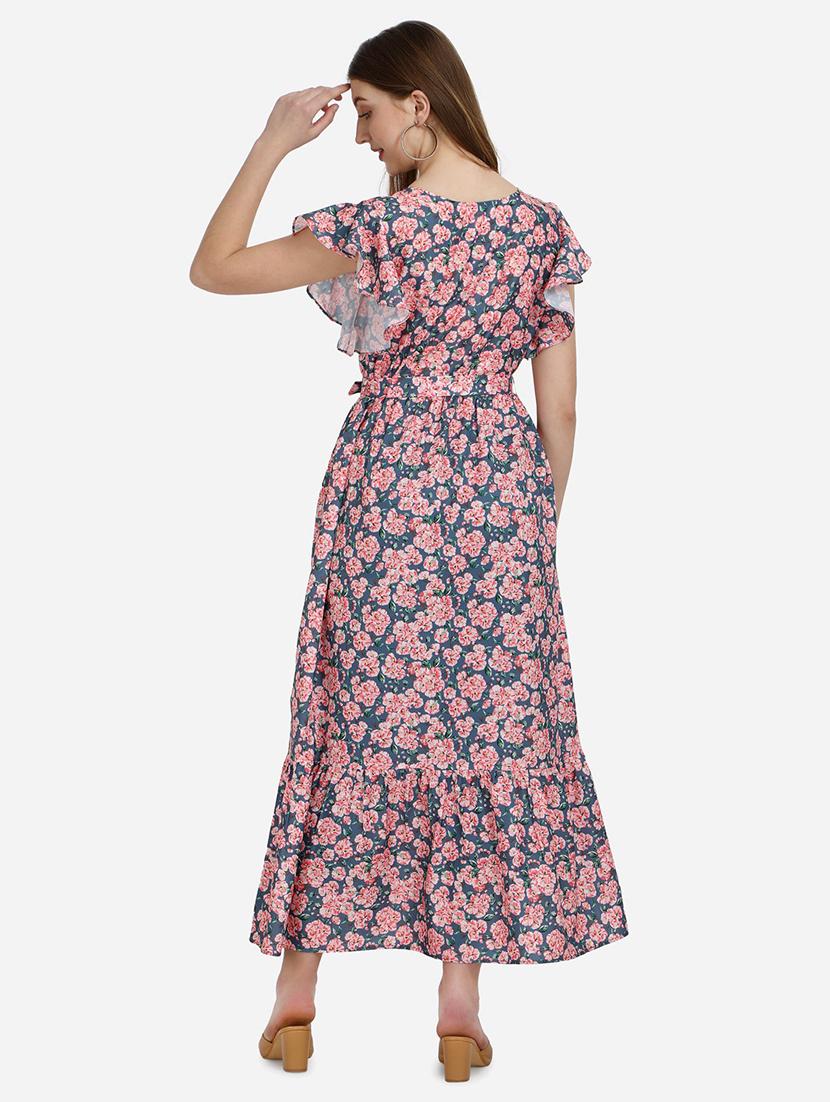 grey crepe fit & flare dress - 21308656 - Standard Image - 2