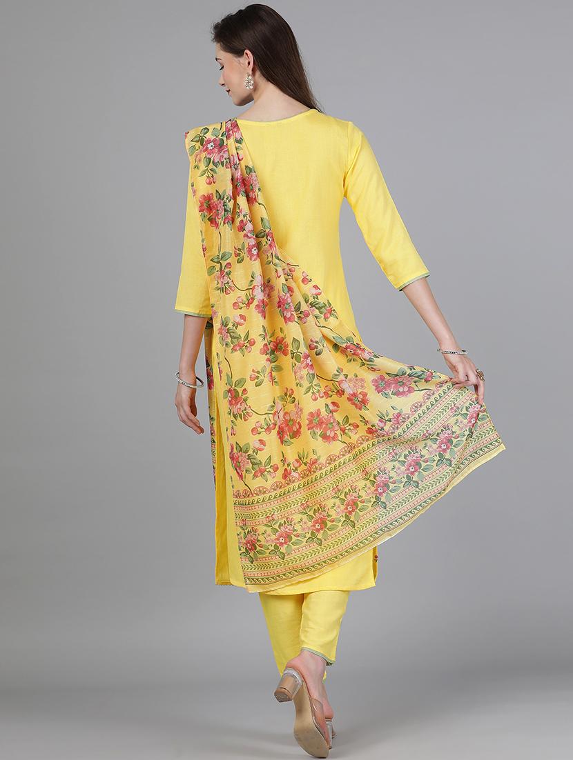women three quarter sleeve kurta pant with dupatta set - 21308758 - Standard Image - 2
