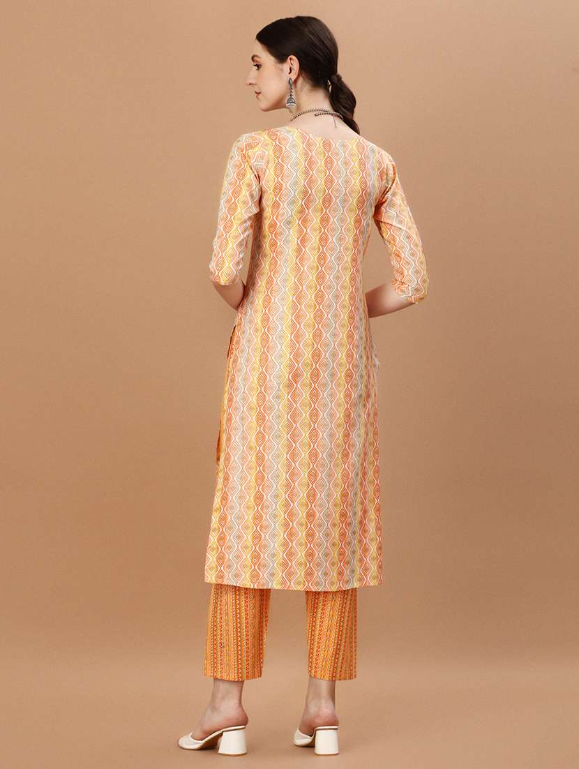 yellow cotton blend kurta pant  set - 21308799 -  Standard Image - 2