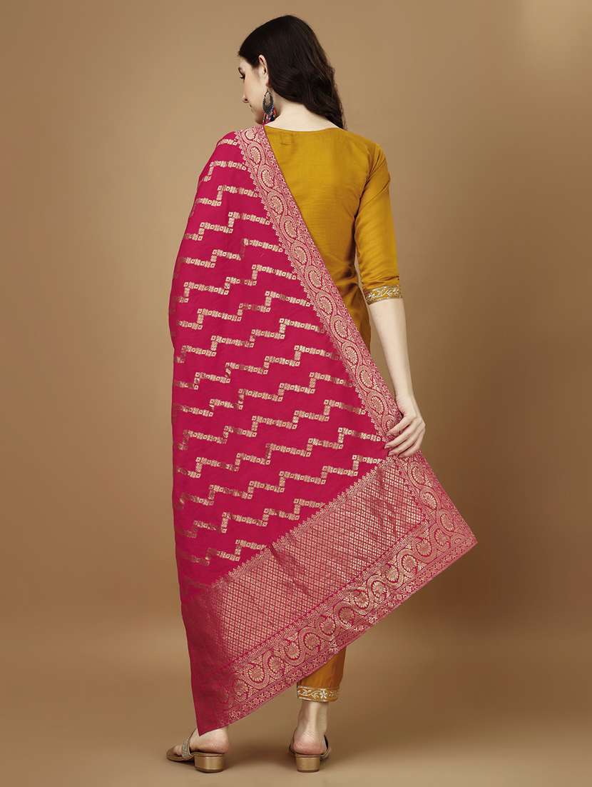 women pink & mustard kurta dupatta set - 21308825 -  Standard Image - 2