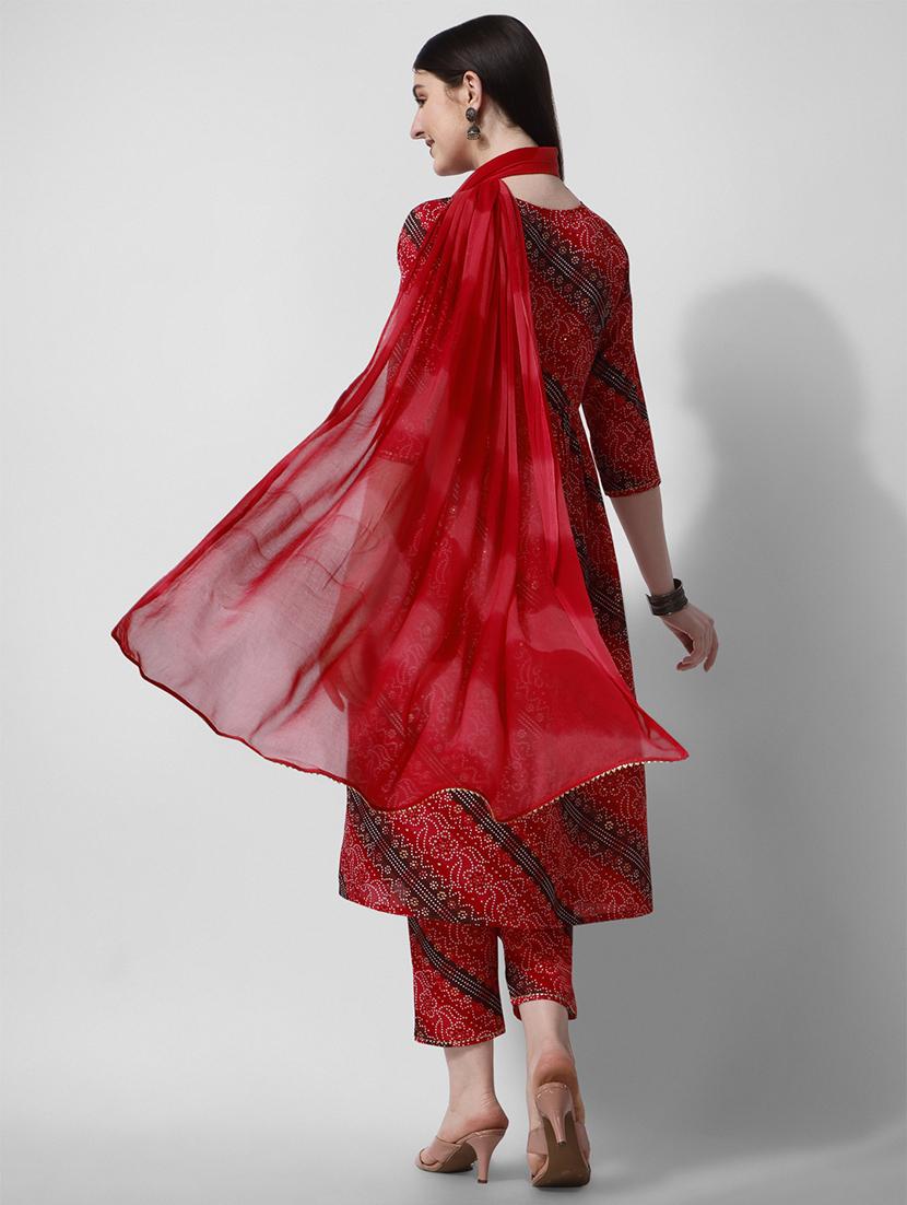 women red kurta dupatta set - 21308872 - Standard Image - 2