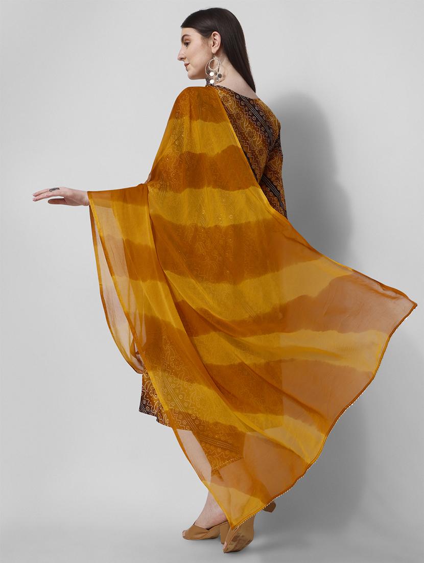 mustard cotton kurta dupatta set - 21308873 - Standard Image - 2