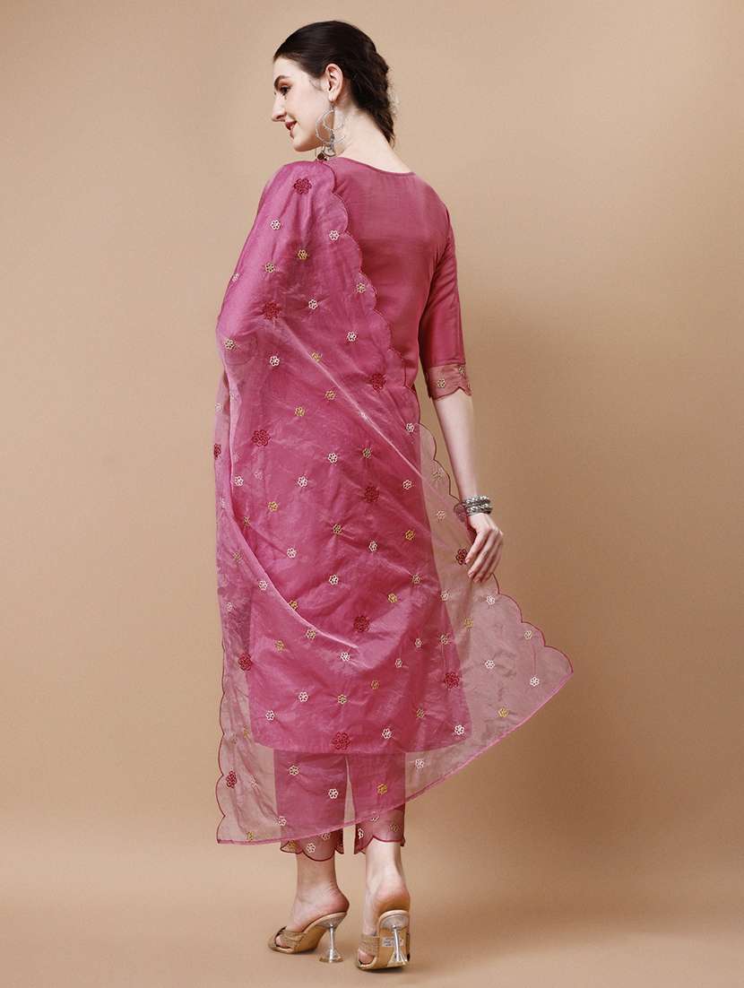 pink chanderi kurta dupatta  set - 21308911 -  Standard Image - 2