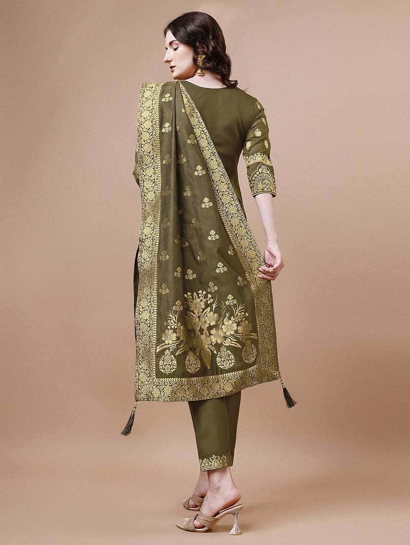 women olive kurta dupatta set - 21308928 -  Standard Image - 2