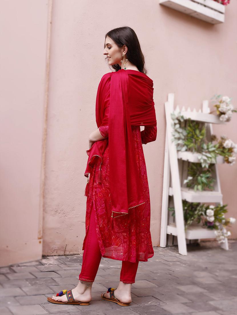 pink silk kurta dupatta set - 21308946 - Standard Image - 2