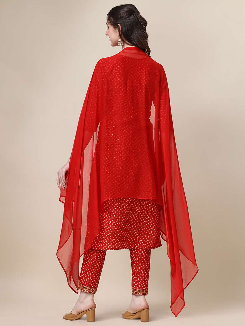 women red kurta dupatta set - 21308956 -  Standard Image - 2
