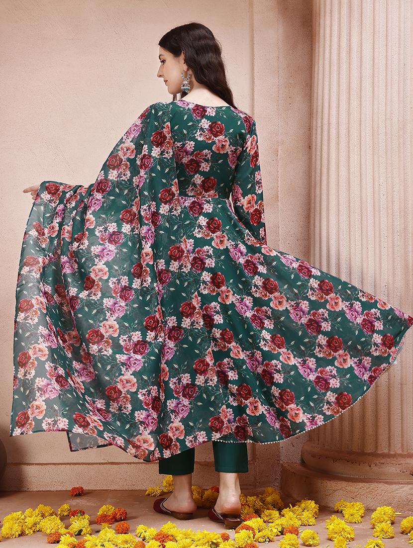teal muslin kurta dupatta set - 21308962 - Standard Image - 2