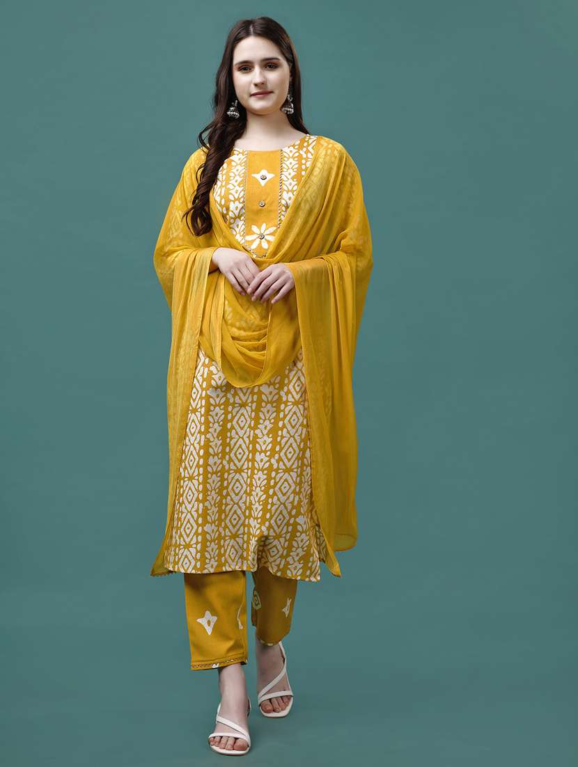women yellow kurta dupatta set