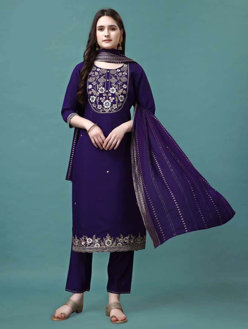 purple chanderi kurta dupatta  set