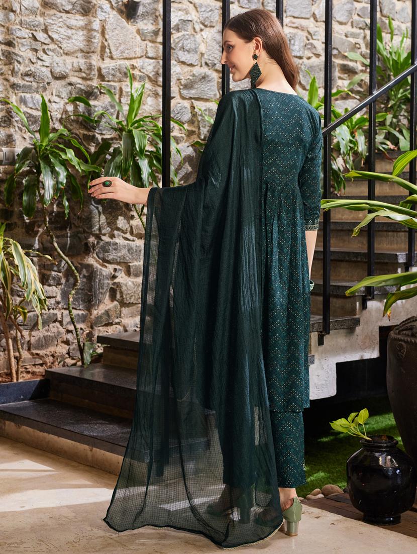 green rayon kurta dupatta set - 21309217 - Standard Image - 2