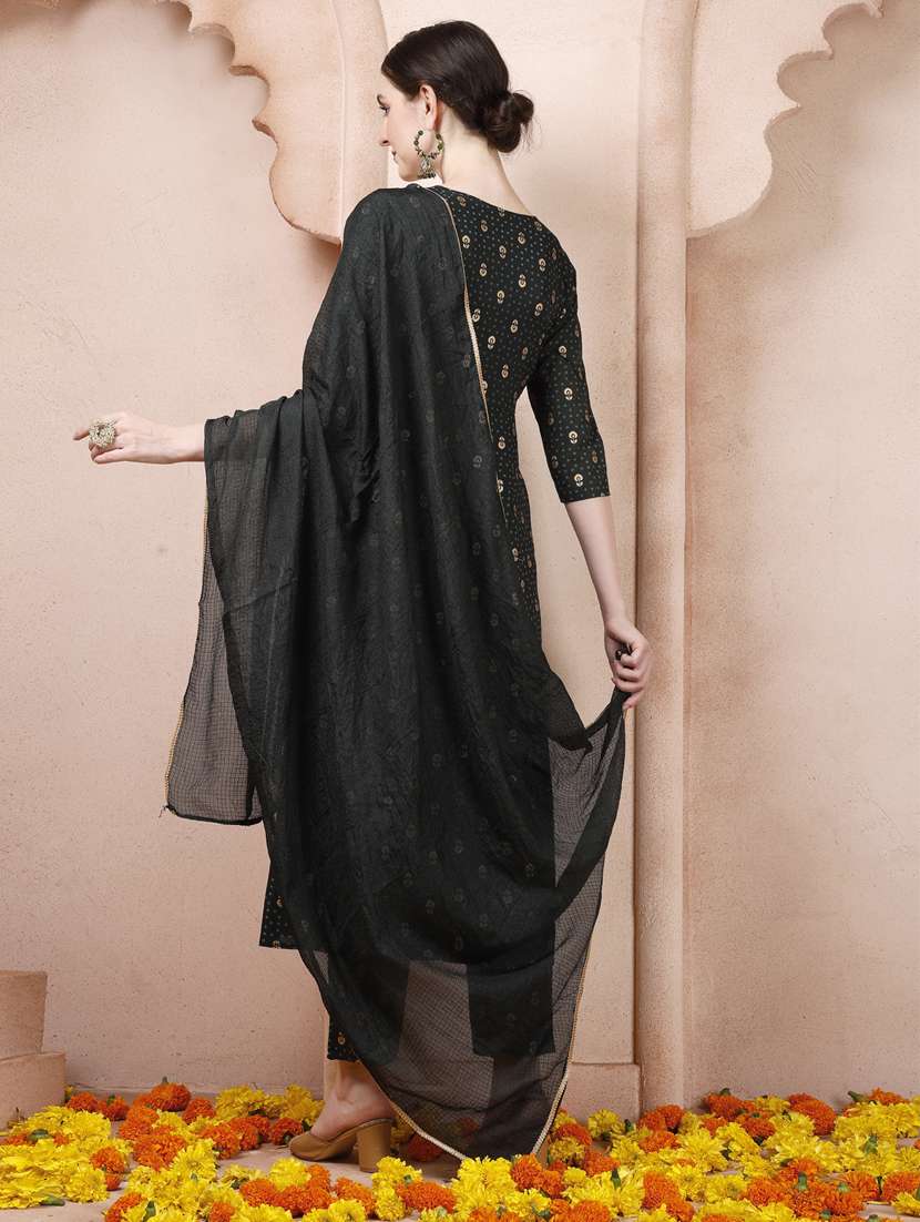 green cotton kurta dupatta  set - 21309220 -  Standard Image - 2