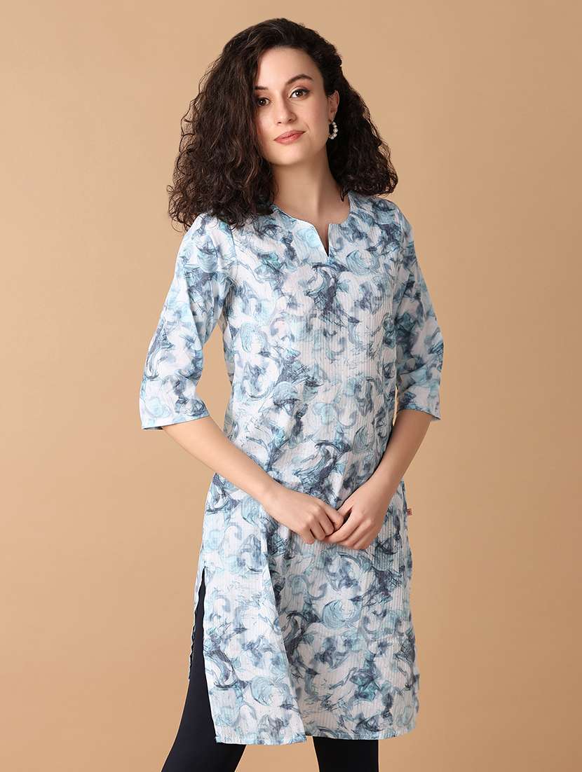 women white cotton straight kurta - 21311039 -  Zoom Image - 0