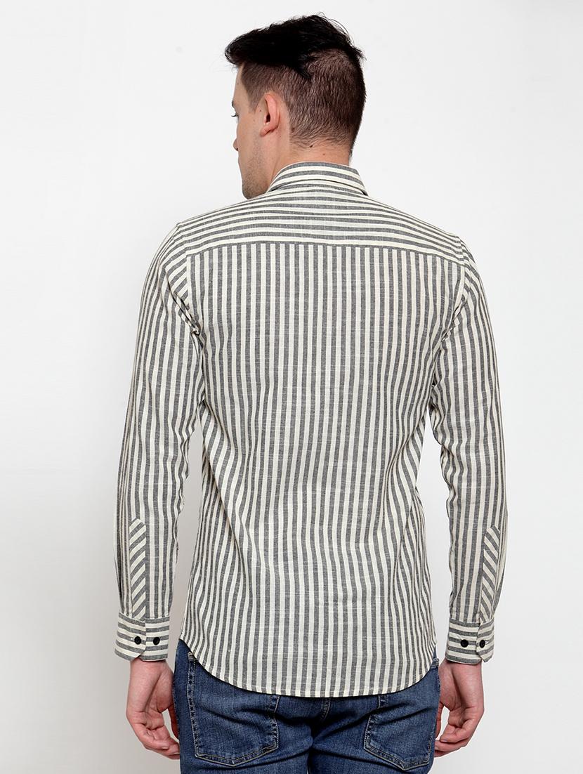 men striped collared long sleeves casual shirt - 21311208 - Standard Image - 2