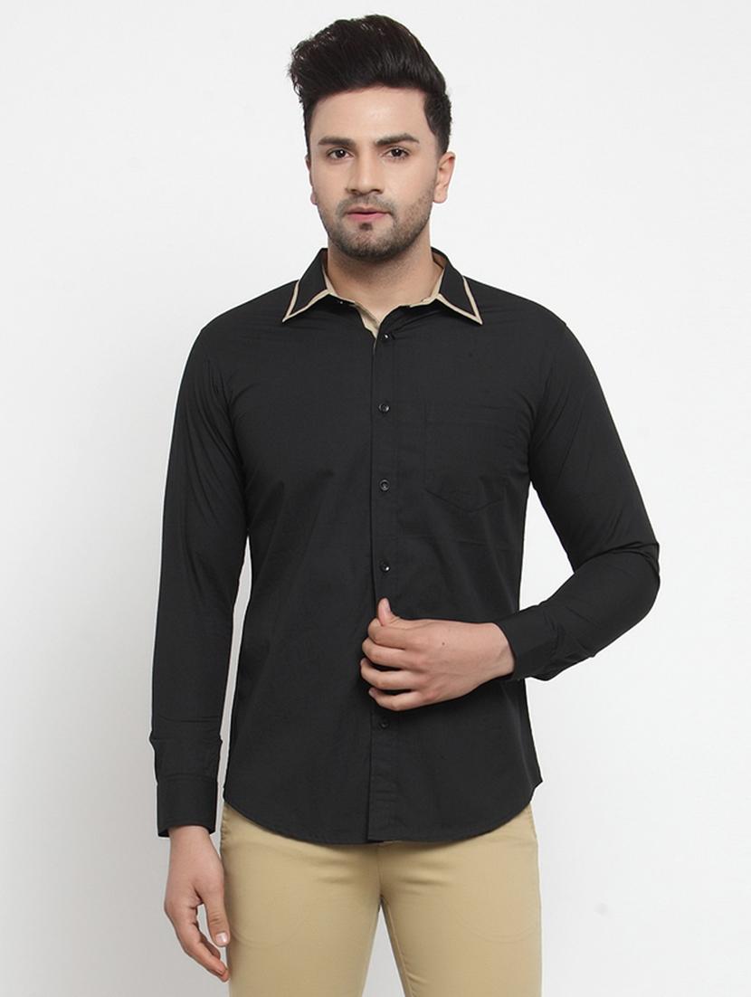 men solid collared long sleeves casual shirt - 21311211 -  Zoom Image - 0