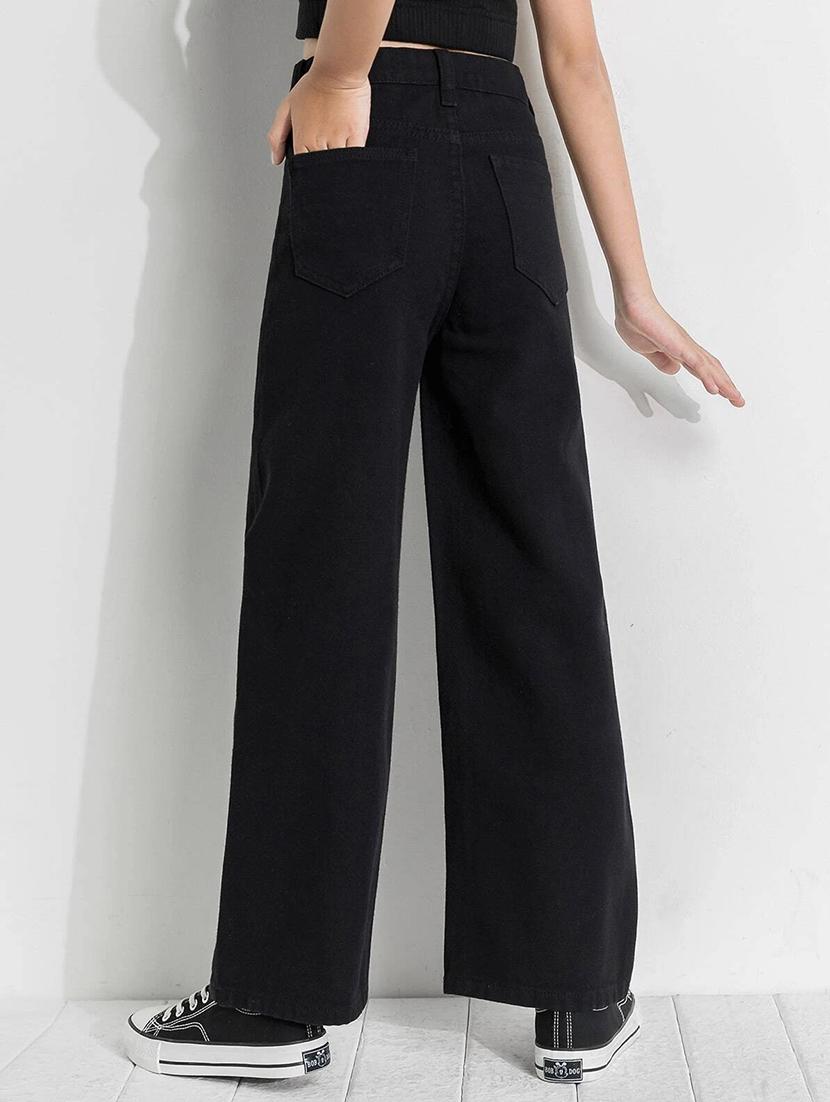 women solid high rise wide leg jean - 21311552 - Standard Image - 2