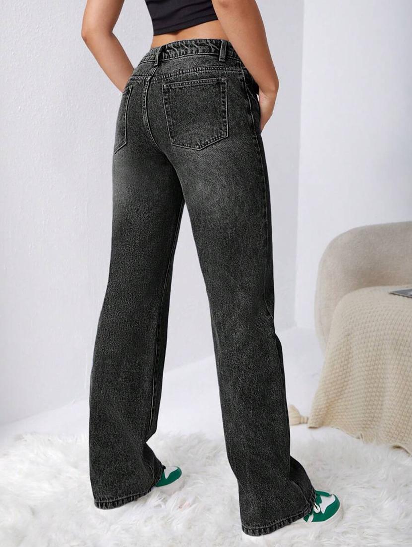 women soid high rise wide leg jean - 21311555 - Standard Image - 2